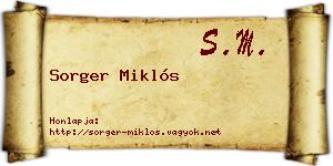 Sorger Miklós névjegykártya